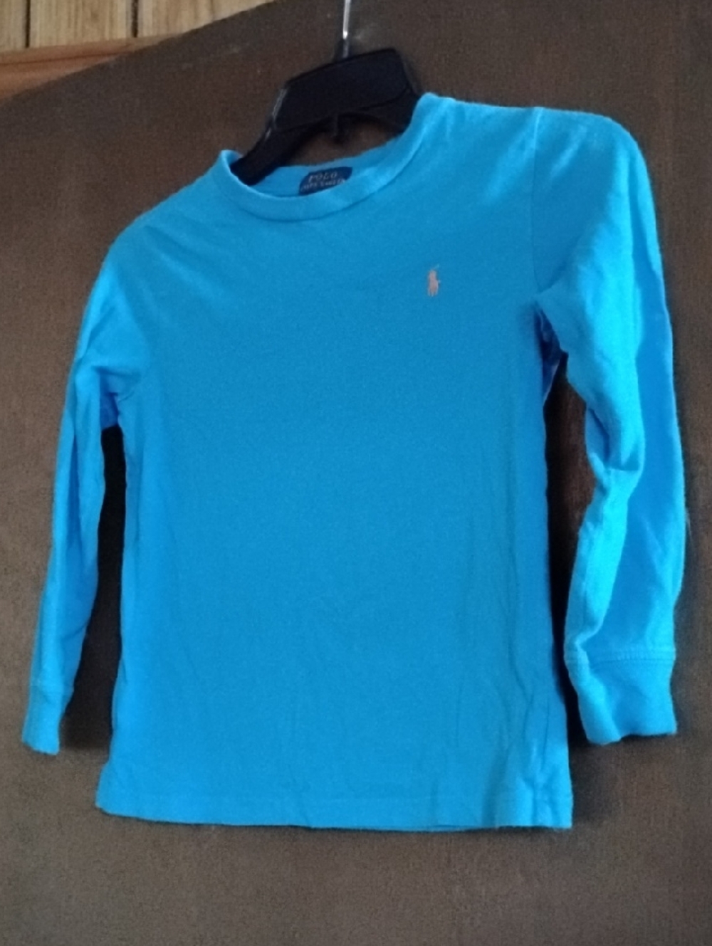 Ralph Lauren Kids Long-Sleeve Tee in Bright Turquoise with Logo
